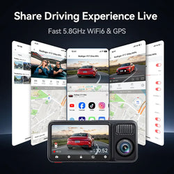 RedTiger F17 Elite 4K 3-Channel Windshield Dash Cam, 128GB Storage, Sticky Mount, Model F17 Elite