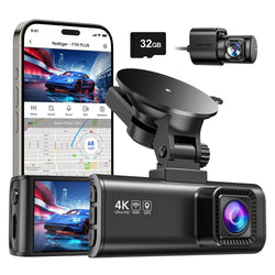 Redtiger F7NP Windshield Dash Cam, 32GB, Suction Cup, Model F7NP