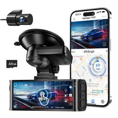 Redtiger F7N TOUCH Windshield Dash Cam, 128GB, Suction Cup, Model F7N-TOUCH4