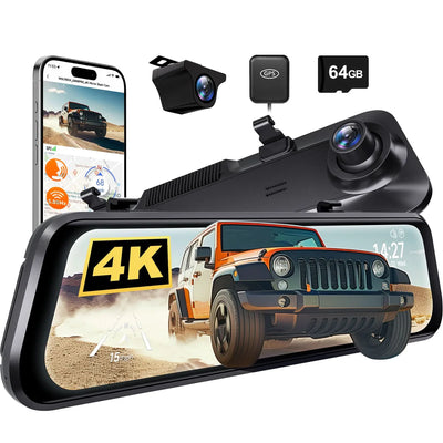 WOLFBOX G850 PRO 12" Mirror Dash Cam, 64GB, 5.8Ghz WiFi, Model G850PRO
