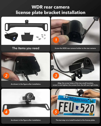 WOLFBOX Reverse Camera Plate Bracket for Easier Rear Cam Installation, Model PZKZJ